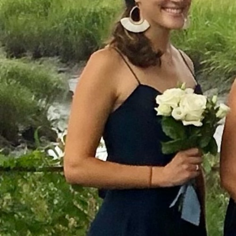 Jenny Yoo Long Bridesmaid Dress Kiara in Navy, Size 6